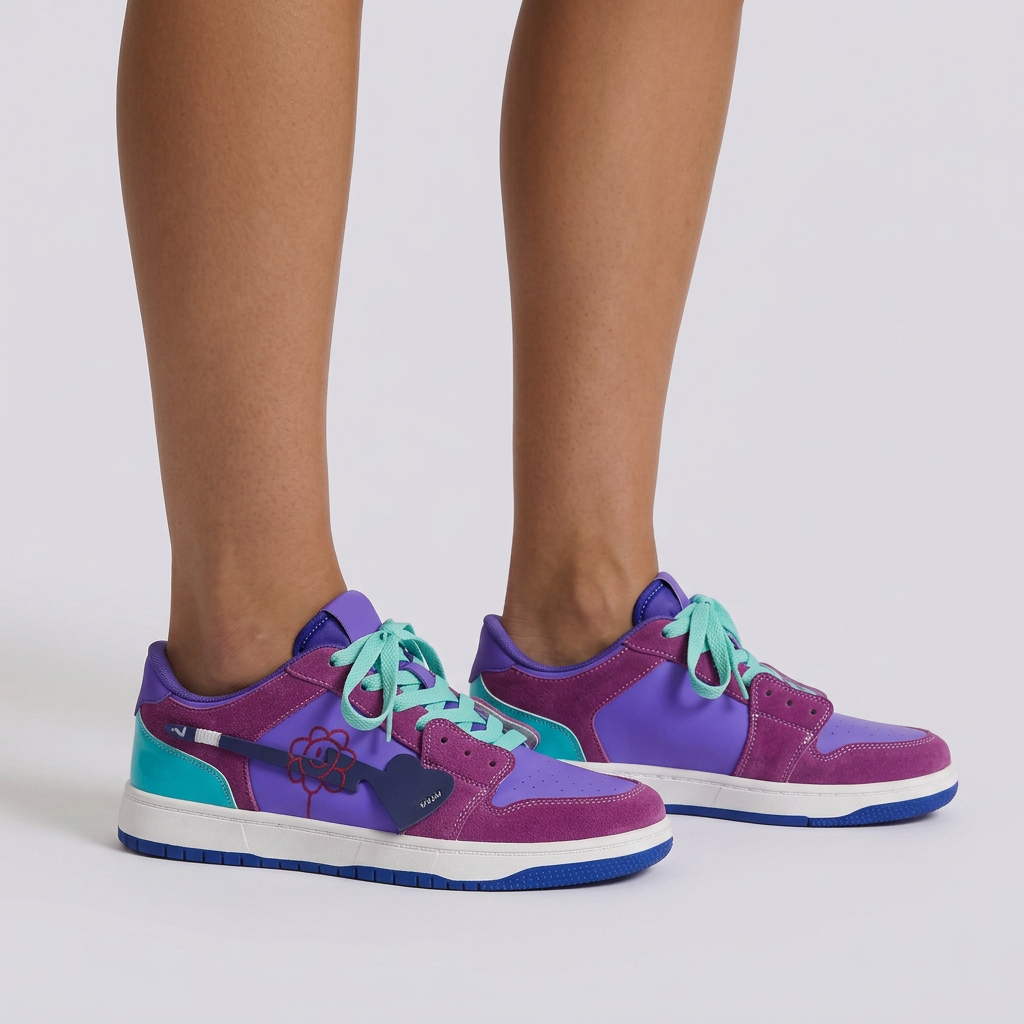 Zapatillas Unisex Bajas Diseño Grafiti - Púrpura - vista lateral