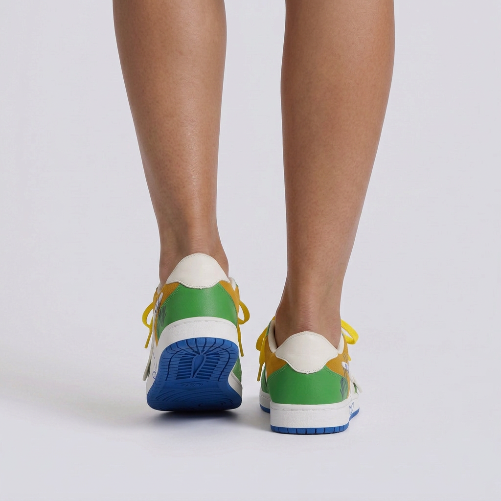 Zapatillas Unisex Bajas Diseño Grafiti - Verde - vista trasera
