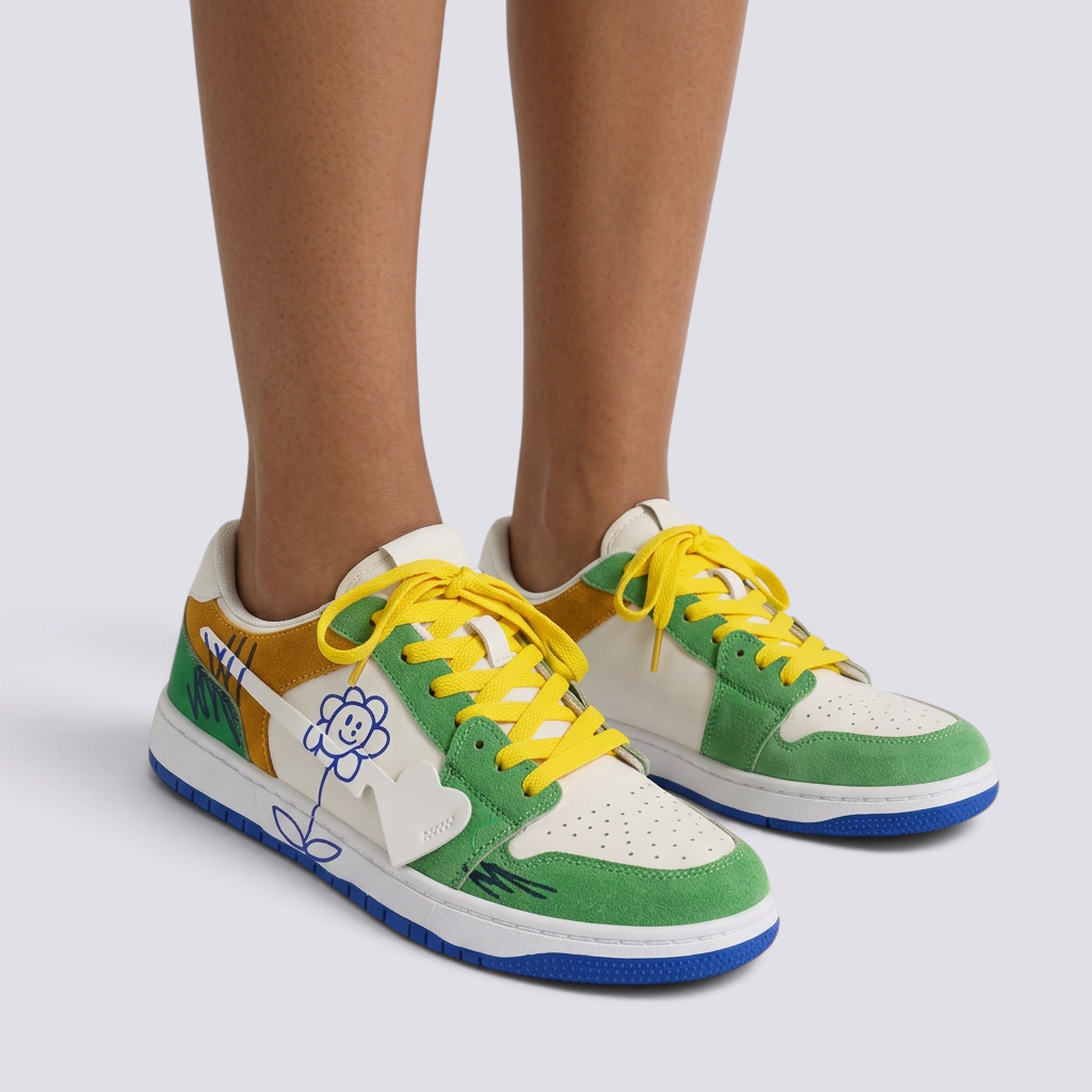 Zapatillas Unisex Bajas Diseño Grafiti - Verde - vista frontal